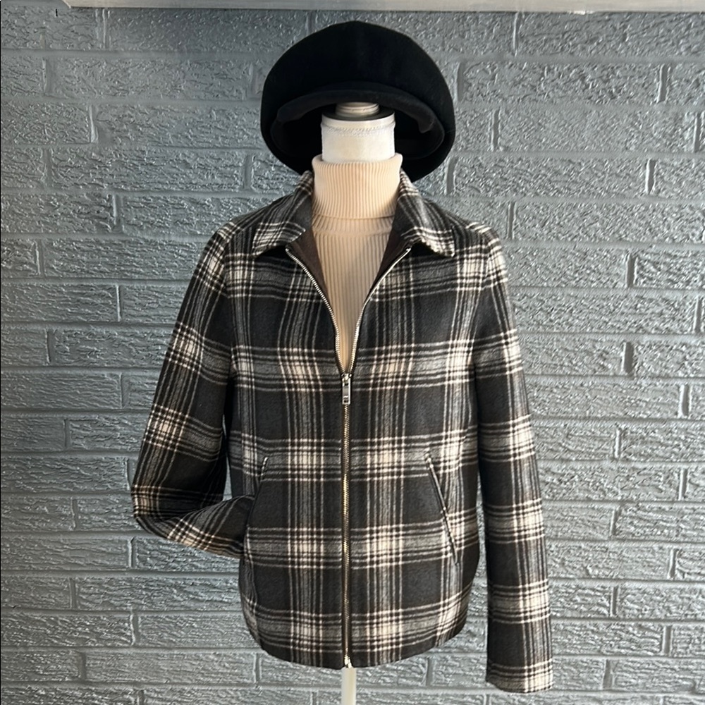 Zara Plaid Wool Blend Jacket